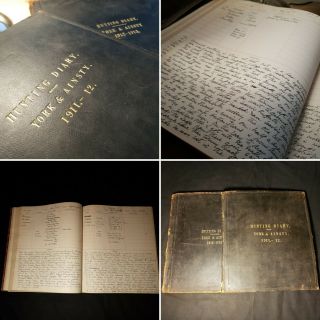 1911/1913 Fox Hunting Diarys York & Ainsty Hand Written Rare 2 Vol Manuscripts