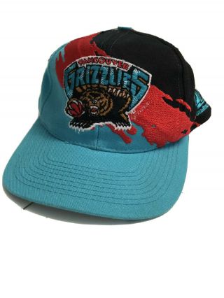 Rare Vintage 94 - 95 Nba Vancouver Grizzlies Snapback Hat Logo Athletic And Card