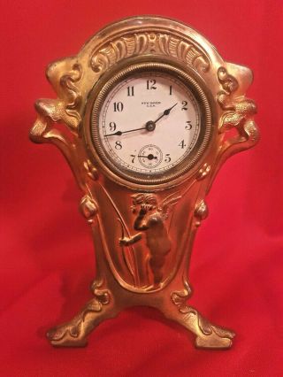 Antique Haven Cupid Cherub Art Noveau Shelf Mantel Clock