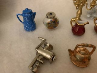 Vintage Miniature Dollhouse Accessories Candelabra Coffee Concord Scales Dolls 3