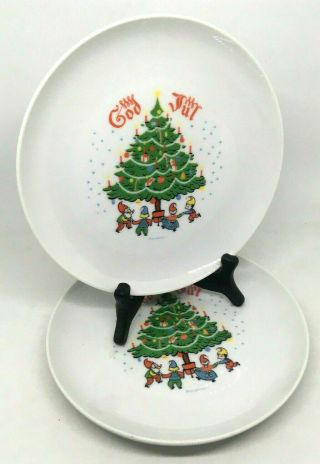 3 RARE Vintage Berggren SWEDISH Christmas GOD JUL Porcelain Plates 7.  5 
