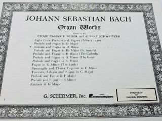 Antique J.  S.  Bach Organ Sheet Music Book W/ Woodcut Engraving Cover
