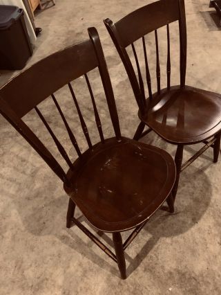 4 Antique/vintage Nichols And Stone Solid Wood Chairs Rare