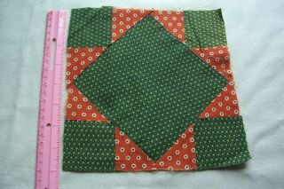 3 Vtg Antique 1800 ' s Hand Sewn Cotton Quilt Blocks 2
