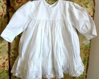 C.  1910 Antique French Toddlers White Cotton & Broderie Anglaise Period Dress