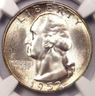 1952 - S Washington Quarter 25c - Certified Ngc Ms67 - Rare In Ms67 - $200 Value