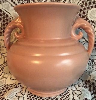 Rare Xl 8 1/2” Vintage Usa Art Deco Abingdon Pottery Vase Pink Dusty Rose 552