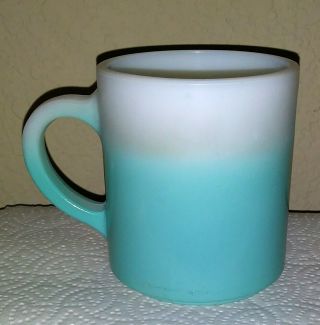 Rare Fire - King Teal Blue Milk Glass D Handle Coffee Mug Cup Early K Mark Ombre