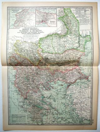 1902 Map Of Turkey In Europe & The Balkans By The Century Co.  Antique