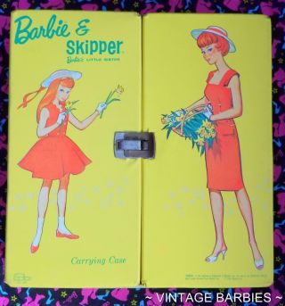 Rare Barbie & Skipper Doll Yellow Spp Case Htf Vintage 1960 