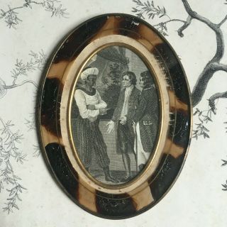 Ancien Cadre Laiton Et Verre Peint Gravure Xixème - Antique French Frame 19thc