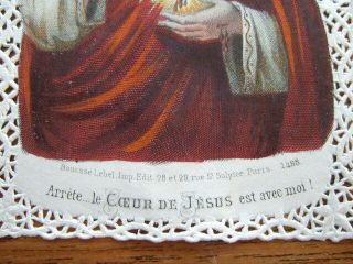 Antique holy lace card – Arrete … le Coeur de Jesus est avec moi Bouasse B16 2