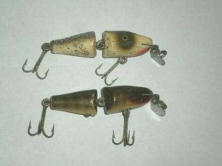 Two Vintage Creek Chub Bait Co.  Spinning Size Jointed Pikie Wood Lures