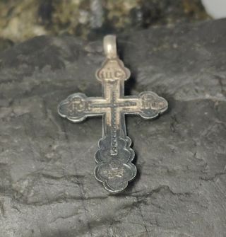 Antique Imperial Russian Enamel Sterling Silver 84 Christian Cross Stamped 2