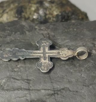 Antique Imperial Russian Enamel Sterling Silver 84 Christian Cross Stamped 3
