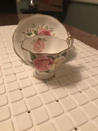 Vintage Queen Anne Lady Sylvia Gold Trim Cup And Saucer Set,  England