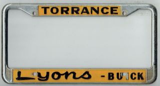 Rare Torrance California Lyons Buick Opel Vintage Dealer License Plate Frame