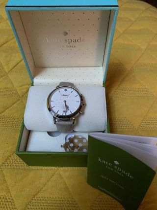 Rare Kate Spade York Metro Hybrid Smart Watch Tan Leather & Silver Cheers