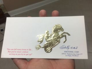 Evel Knievel Rare Vintage War Horse Large Business Card Gold Foil Motorcycle