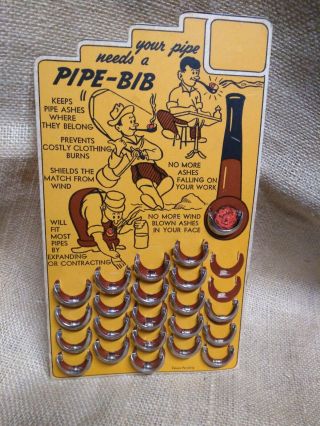 Vintage Pipe Bib Tobacco Store Advertising Display Rare Nr Cardboard W Product O