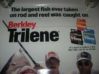 RARE Vintage 1986 Promo Poster Berkley Trilene Braddick Mundus Great White Shark 3