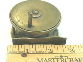 Old Antique Unmarked Brass Fly Fishing Reel Good Size Small