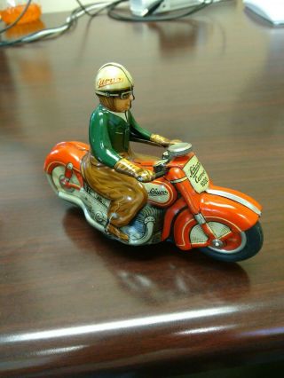 Rare Vintage " Schuco  Curvo 1000 " Tinplate Clockwork Motorcycle & Rider 652
