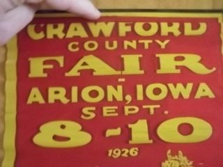 RARE 1926 Pair Crawford County Fair Banners Signs Arion Iowa Horse Photos 3