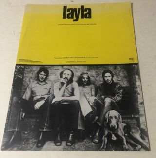 Rare Layla Sheet Music Derek And The Dominoes Eric Clapton 1970