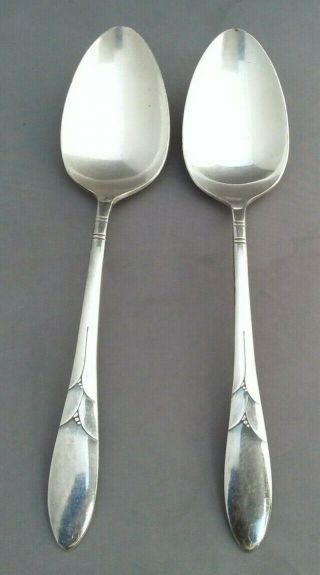 Set Of 2 Community Lady Hamilton 8 1/2 " Serving Spoons Silverplate