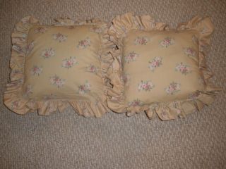 Laura Ashley Set Of 2 Pillows Florette Pattern Rare Taupe & Pink Pattern