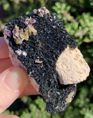 RARE Black Tourmaline Aquamarine Crystal Cluster Mineral Specimen Fluorite Gem 2