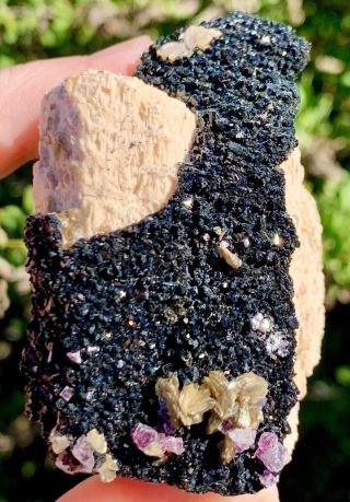 RARE Black Tourmaline Aquamarine Crystal Cluster Mineral Specimen Fluorite Gem 3