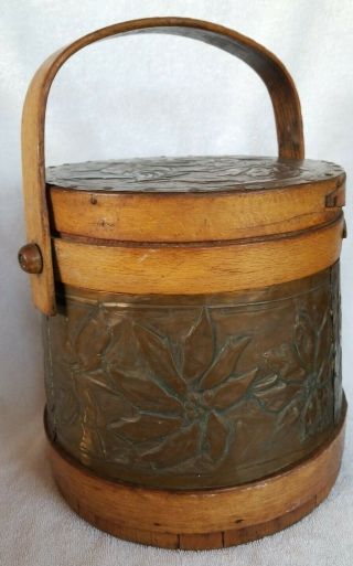 Aafa Firkin & Cover With Embossed Copper Overlays.  Hand Crafted.  Rare.  1800 