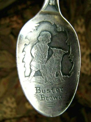 VERY RARE ANTIQUE BUSTER BROWN & TIGE STERLING SILVER SOUVENIR SPOON 2