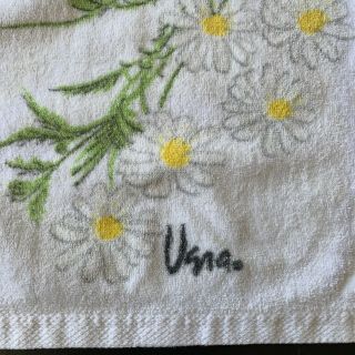 Vintage Vera Neumann Daisy Bath Towel Floral White Yellow 24 X 46