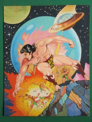 Tarzan Flying Saucer Unique Mexican Comic Cover Art Very Rare