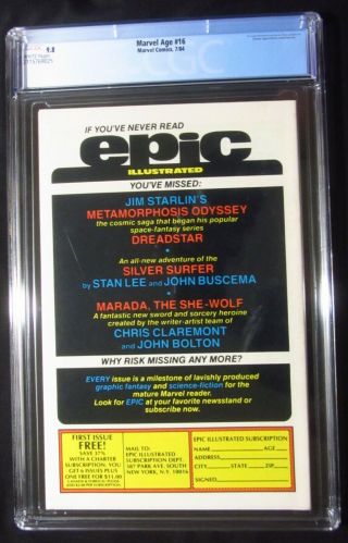Marvel Age 16 (1984) CGC 9.  8.  Mutants preview (rare in 9.  8).  Movie coming 3