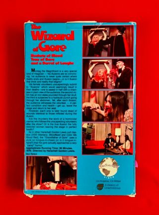 THE WIZARD OF GORE VHS HERSCHELL GORDON LEWIS CONTINENTAL CLAMSHELL RARE 2