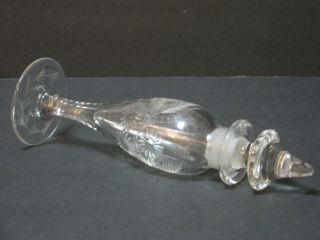 Antique Heisey Wheel Cut Glass Dropper Perfume Bottle 7 " Bird/floral Rare,