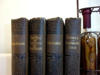 Set Of 4 Antique Books By George Eliot Hb C.  1889 Romola And Theophrastus Such,