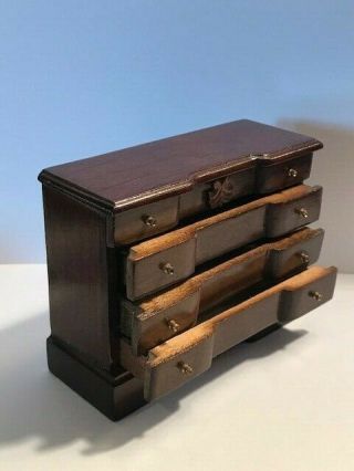 Vintage Mini Miniature Dollhouse Furniture Dark Wood Dresser 1204 3