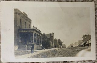 Jewell Iowa Real Photo Street Scene Hotel 1910 Rare