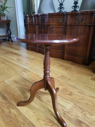 Bombay Company Accent Side Table Cherry Brown Vintage Three Leg Round Top 2