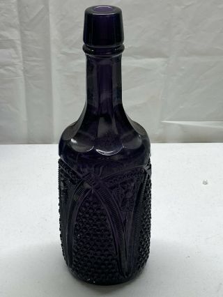 Purple EAPG Fancy Back bar Whiskey Bottle Sculptured Design Handtooled Top RARE 3