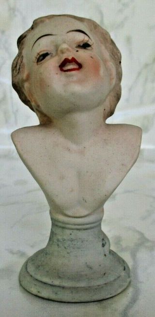 Vintage Doll Head Bust 2 1/8 " Wide 4.  25 " Tall Porcelain Ceramic Bisque