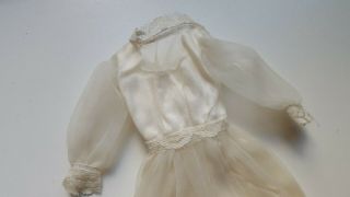 Vintage 1970s white satin silver Barbie doll wedding dress gown clothing 2