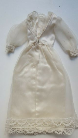 Vintage 1970s white satin silver Barbie doll wedding dress gown clothing 3