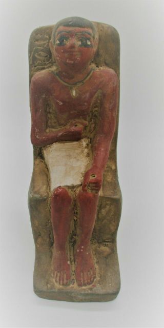 Scarce Ancient Egyptian Stone Seated Statuette Of A Pharoah