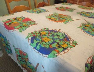 Teenage Mutant Ninja Turtles 1990 Vintage Twin Bed Sheet Fabric Flat Only